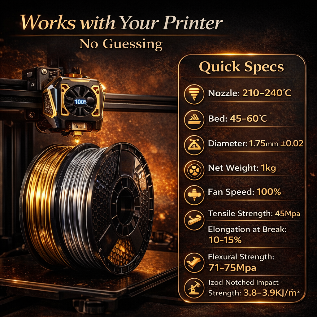 Silk PLA Filament – High-Gloss Finish for Decorative & Display 3D Prints