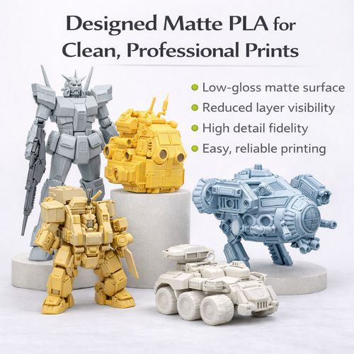 Matte PLA Filament – Low-Gloss Finish, Easy Printing & Low Odor for Home and Studio Use