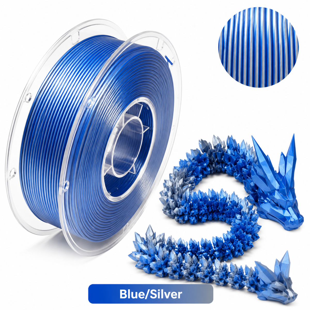 PLA Silk Multi-Color 3D Printer Filament – Dual Color & Triple Color, 1.75mm, 1kg