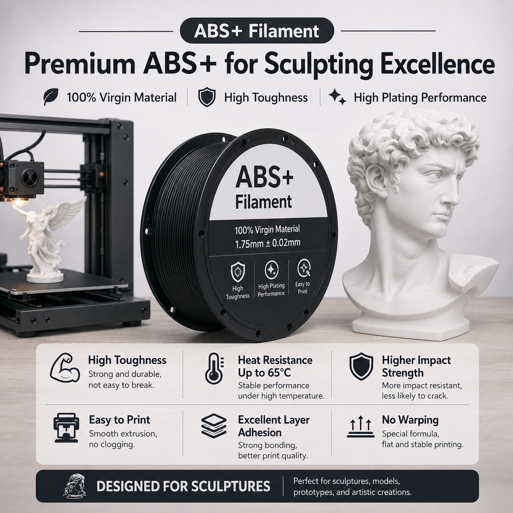 ABS+ Filament 1.75mm | High Strength | Low Warp | 1kg | ±0.02mm Accuracy