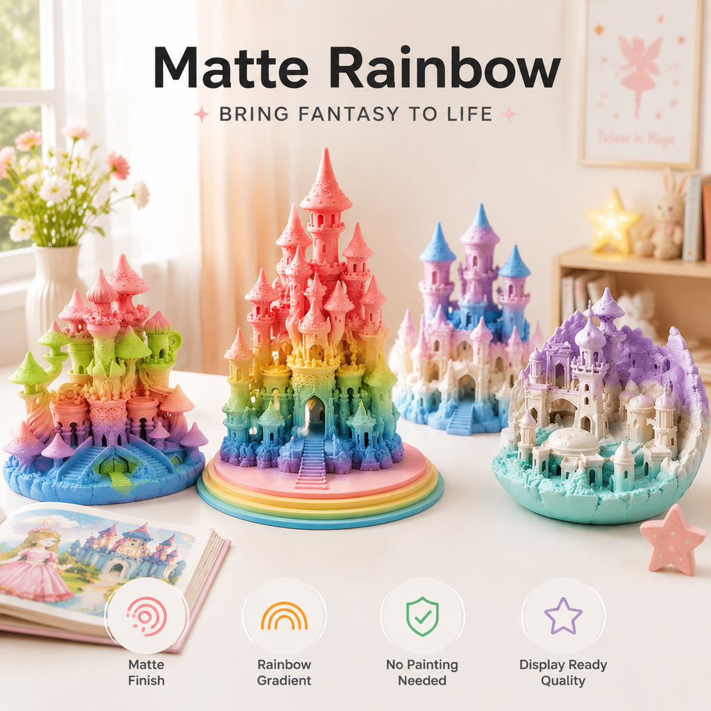 PLA Matte Rainbow  Filament 1.75mm | Premium Low-Gloss Gradient PLA for Creative 3D Printing