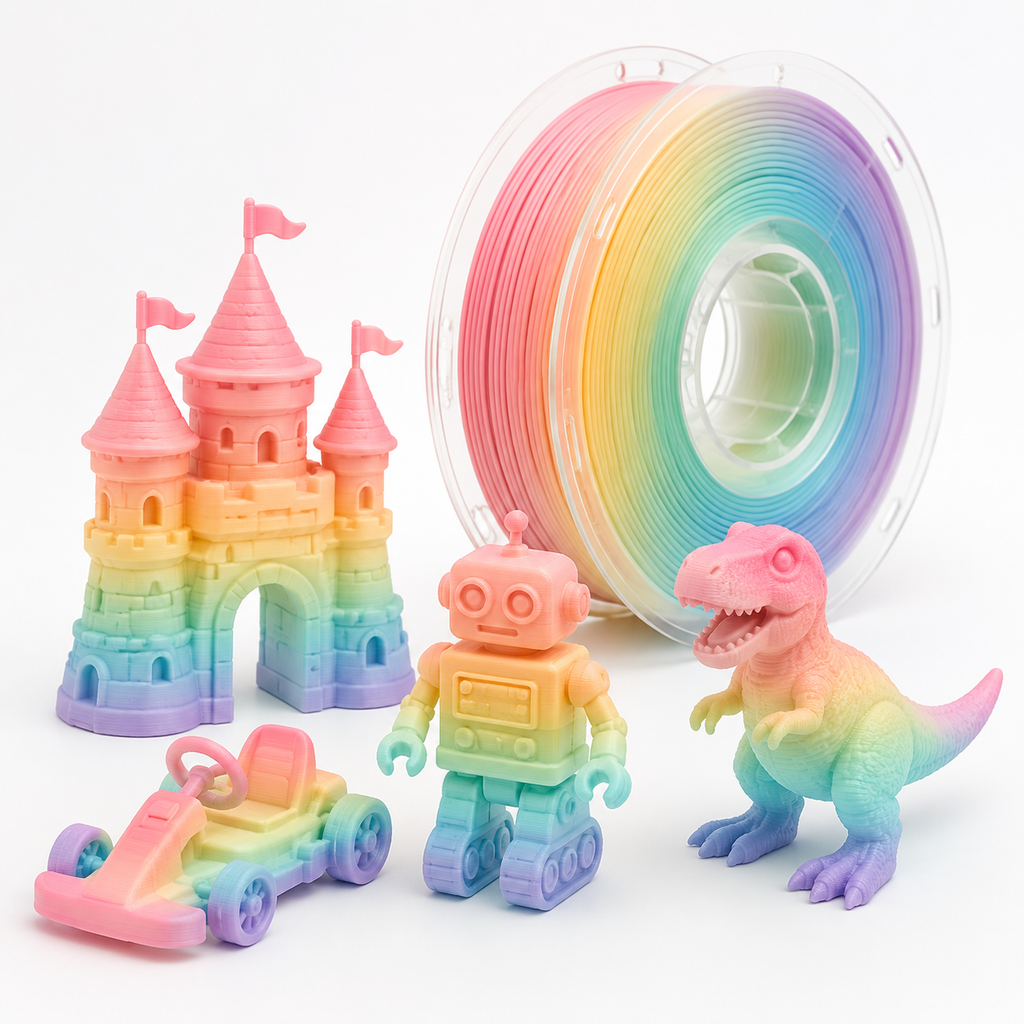 PLA Matte Rainbow  Filament 1.75mm | Premium Low-Gloss Gradient PLA for Creative 3D Printing