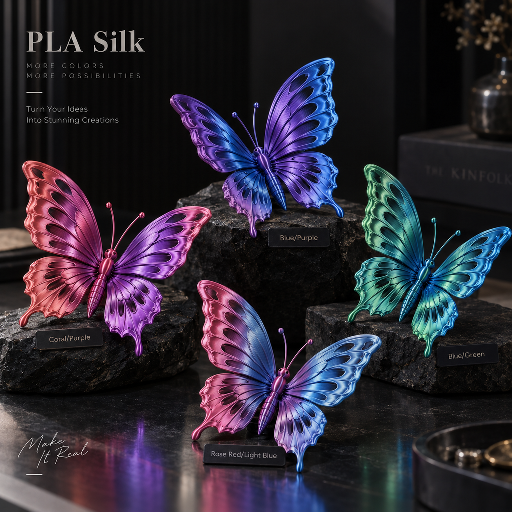 PLA Silk Multi-Color 3D Printer Filament – Dual Color & Triple Color, 1.75mm, 1kg