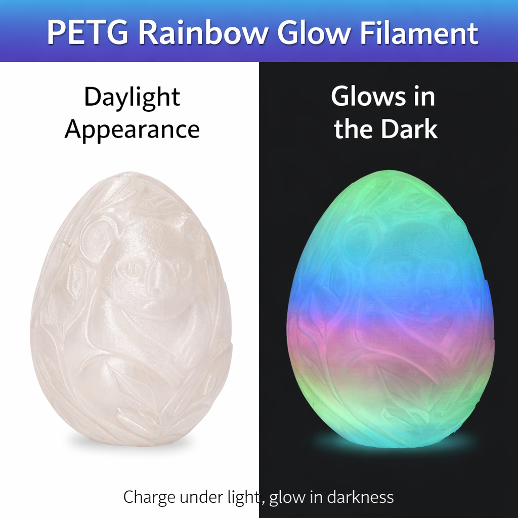 Glow in the Dark PETG Filament 1.75mm | Luminous 3D Printer Filament | Strong, Tough, Durable & Easy to Print