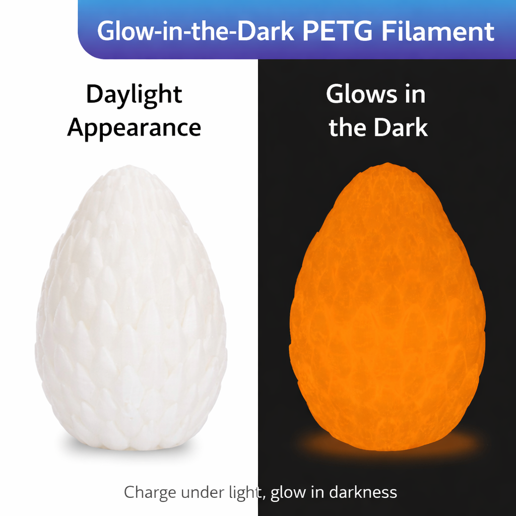 Glow in the Dark PETG Filament 1.75mm | Luminous 3D Printer Filament | Strong, Tough, Durable & Easy to Print