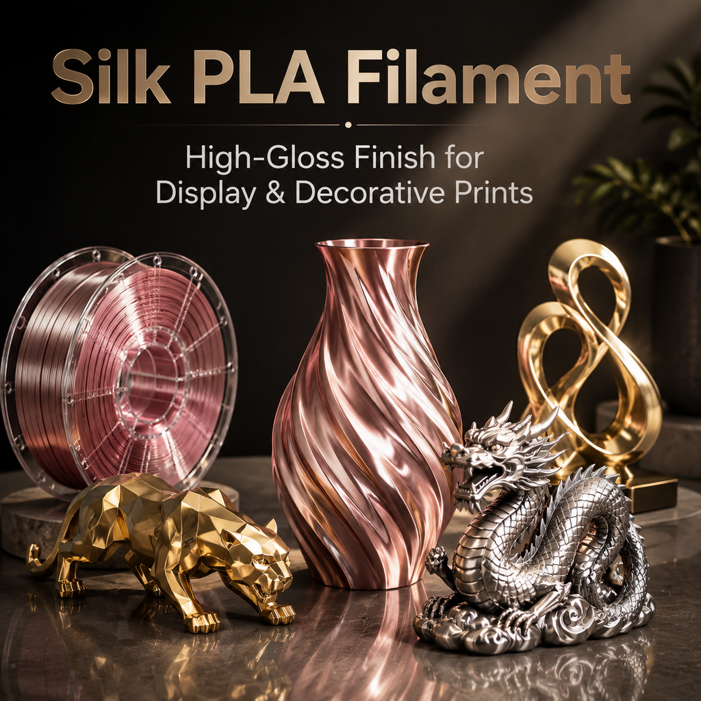 PLA Silk Filament – High-Gloss Finish for Decorative & Display 3D Prints