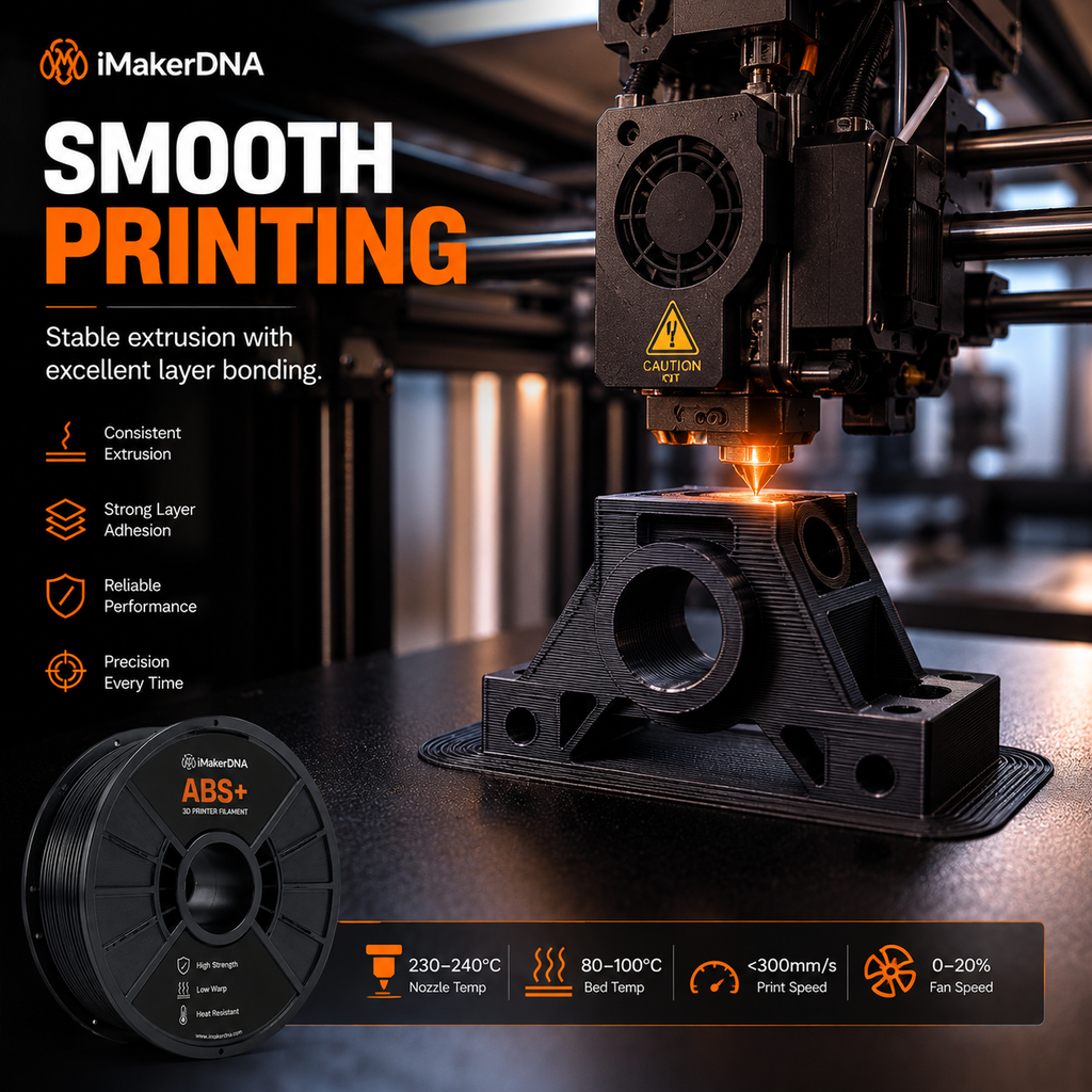 ABS+ Filament 1.75mm | High Strength | Low Warp | 1kg | ±0.02mm Accuracy