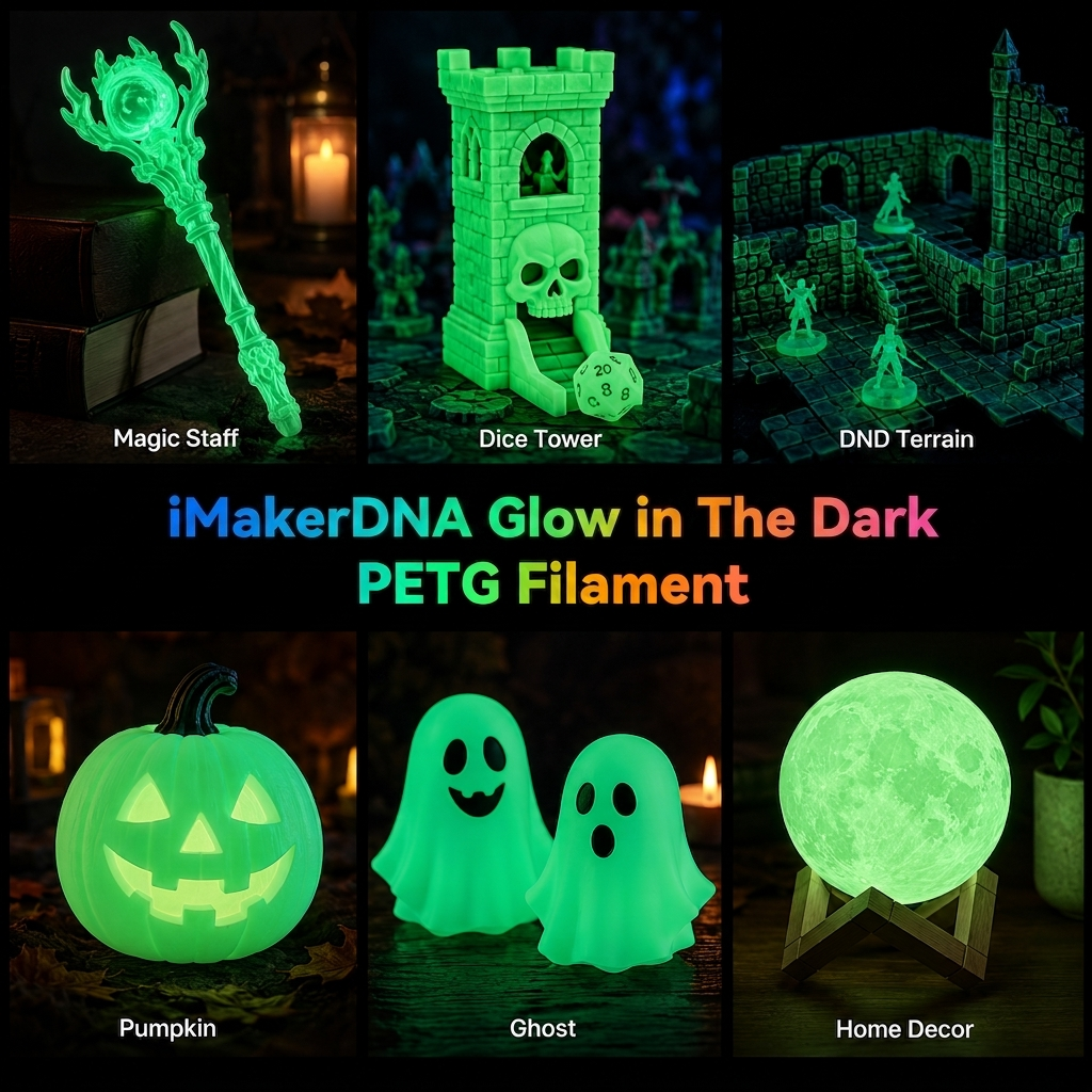 Glow in the Dark PETG Filament 1.75mm | Luminous 3D Printer Filament | Strong, Tough, Durable & Easy to Print
