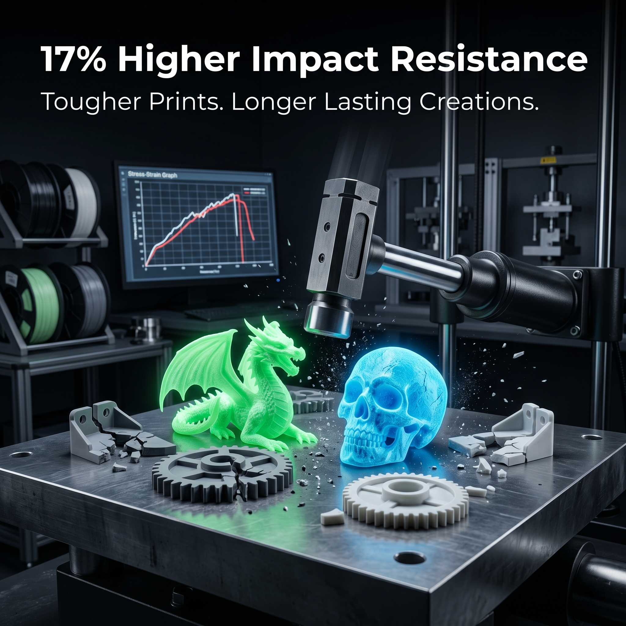 Glow in the Dark PETG Filament 1.75mm | Luminous 3D Printer Filament | Strong, Tough, Durable & Easy to Print
