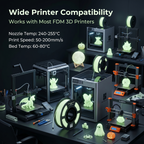 Glow in the Dark PETG Filament 1.75mm | Luminous 3D Printer Filament | Strong, Tough, Durable & Easy to Print