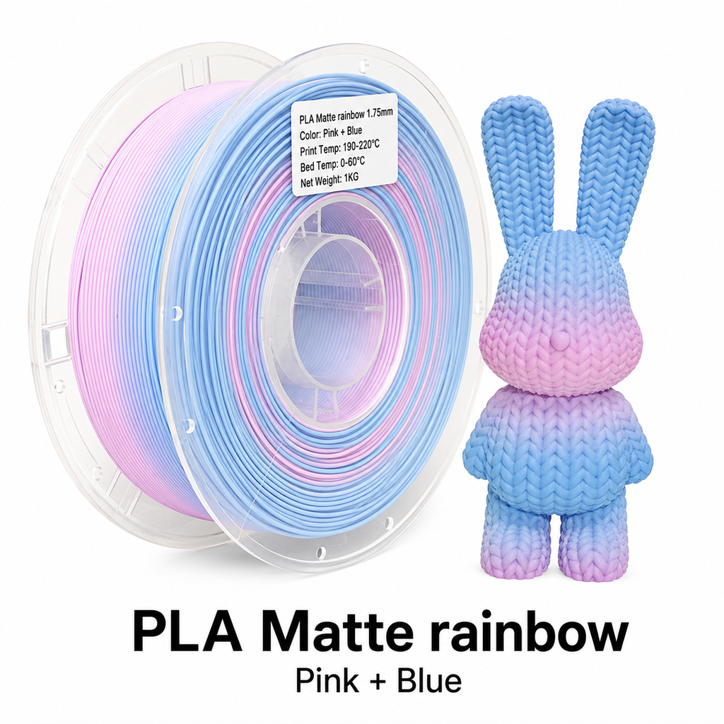 PLA Matte Rainbow  Filament 1.75mm | Premium Low-Gloss Gradient PLA for Creative 3D Printing