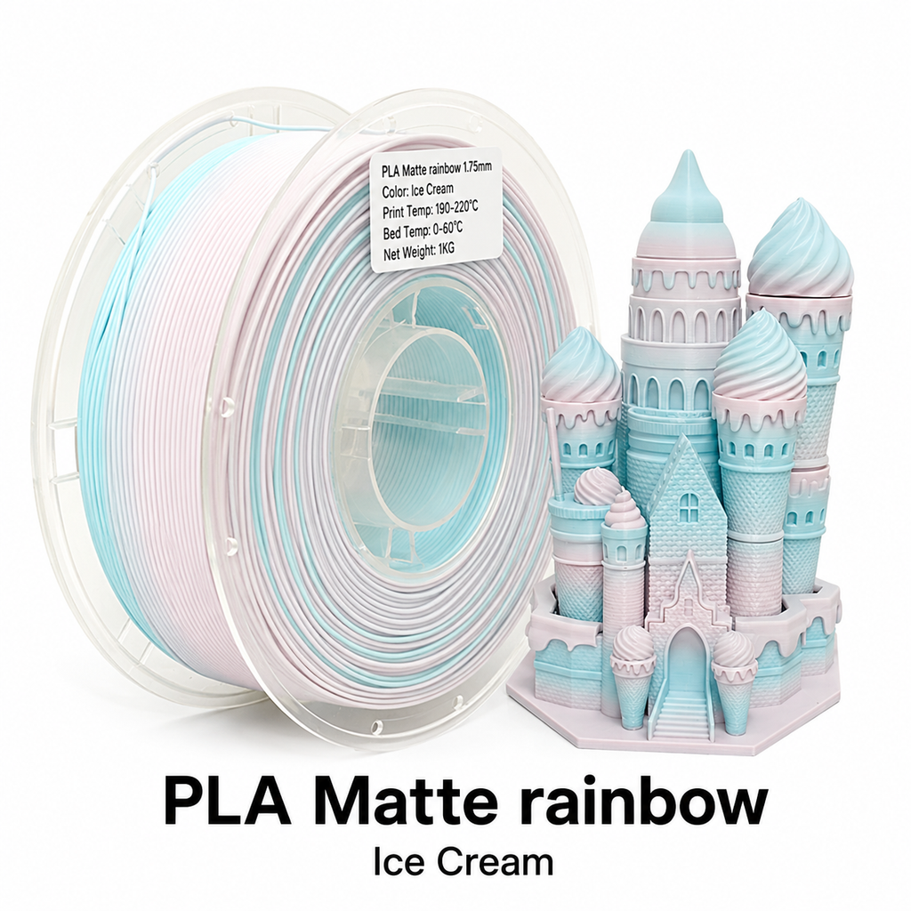 PLA Matte Rainbow  Filament 1.75mm | Premium Low-Gloss Gradient PLA for Creative 3D Printing