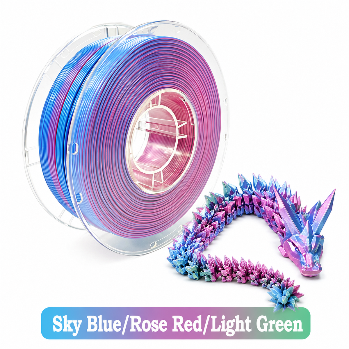 PLA Silk Multi-Color 3D Printer Filament – Dual Color & Triple Color, 1.75mm, 1kg