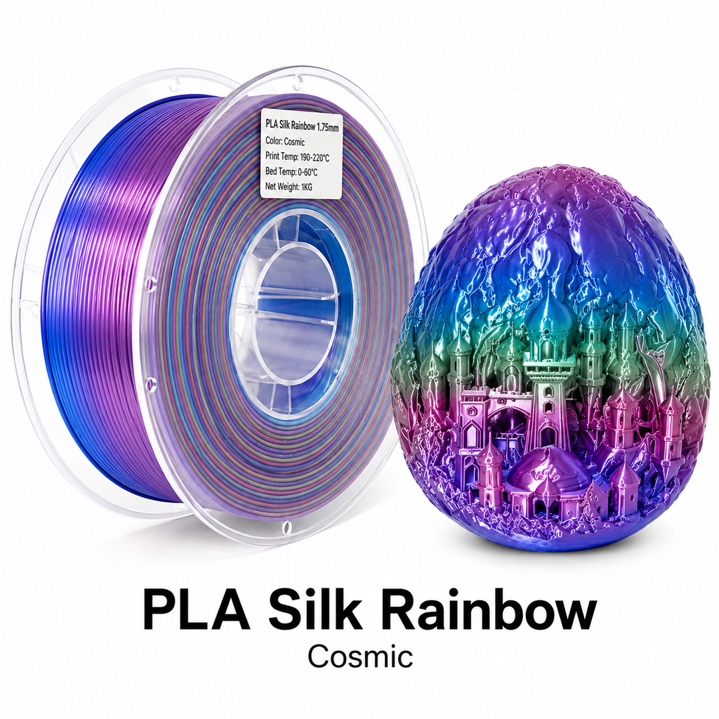 PLA Silk Rainbow Filament 1.75mm | Glossy Multicolor Gradient PLA