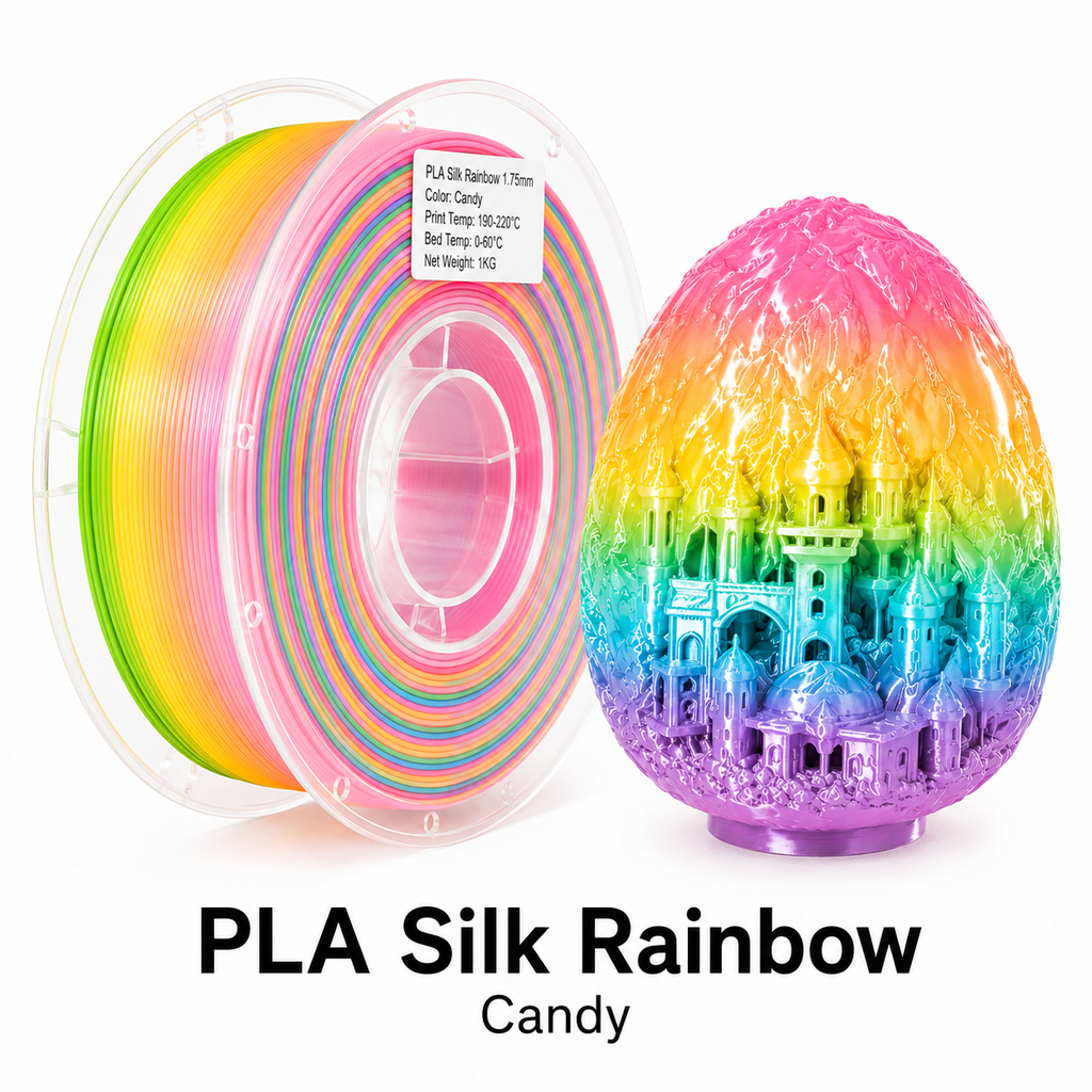 PLA Silk Rainbow Filament 1.75mm | Glossy Multicolor Gradient PLA